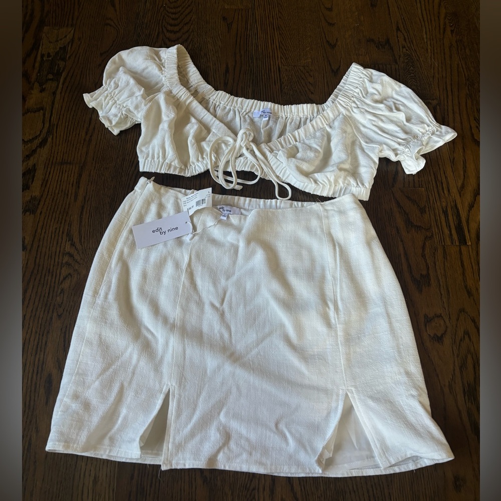 Elegant White Skirt Set